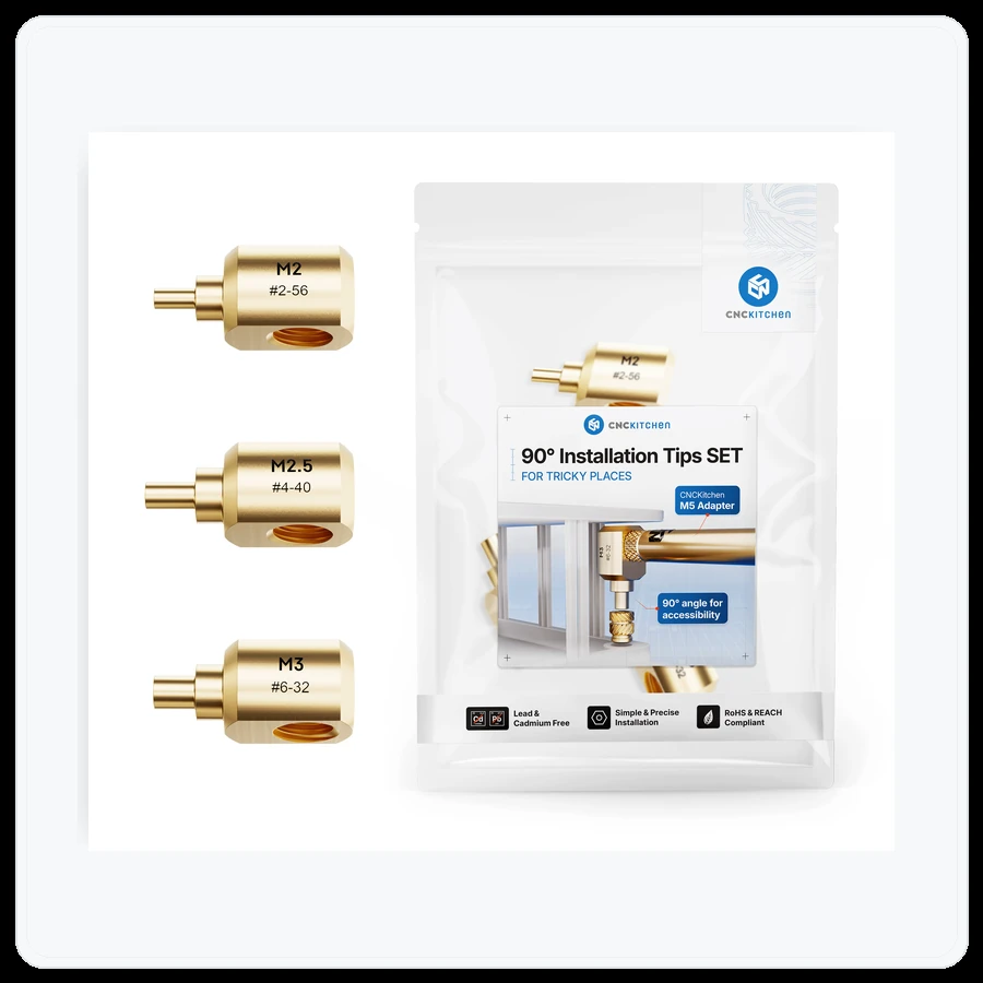 Prusa3D 90° Installation Tip SET M2, M2.5 & M3