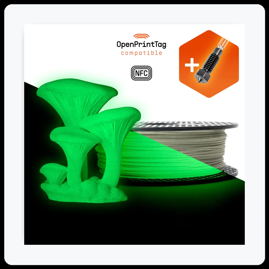 Prusa3D Prusament PETG Ultraglow Green 800g + Prusa Nozzle ObXidian - 0.6mm BUNDLE