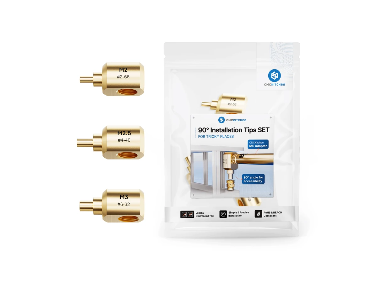 Prusa3D 90° Installation Tip SET M2, M2.5 & M3